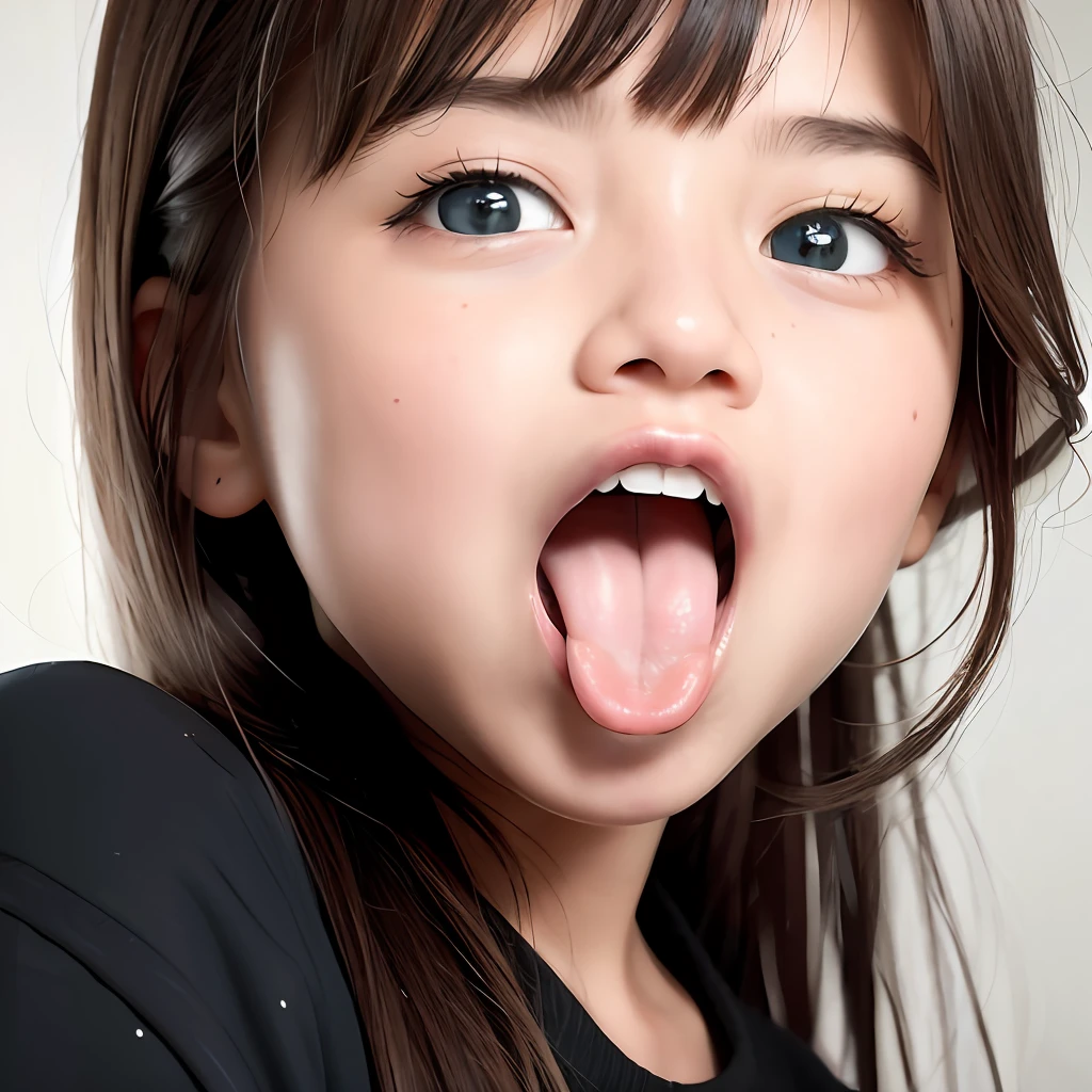 There is a young girl sticking out her tongue and making a funny face -  SeaArt AI