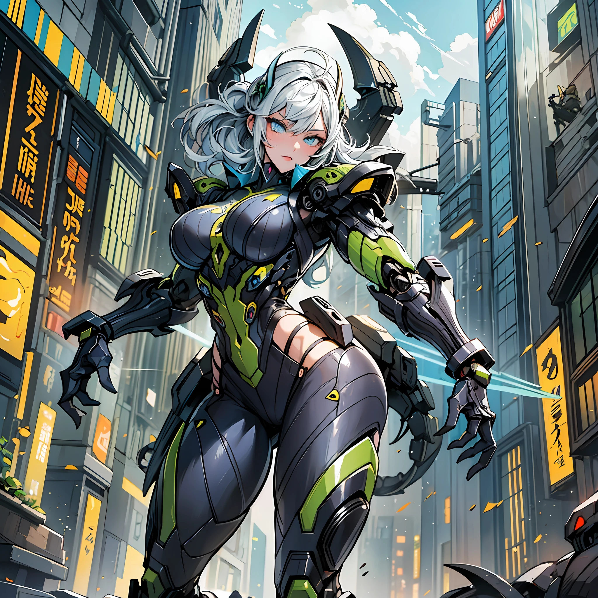 Woman in Scorpion color costume, best anime 4K wallpaper, full body, cyberpunk scorpion, mechanized valkyrie girl, biomechanical, highly detailed artgerm based on scorpion, cyborg scorpion, anime style 4k, scorpion