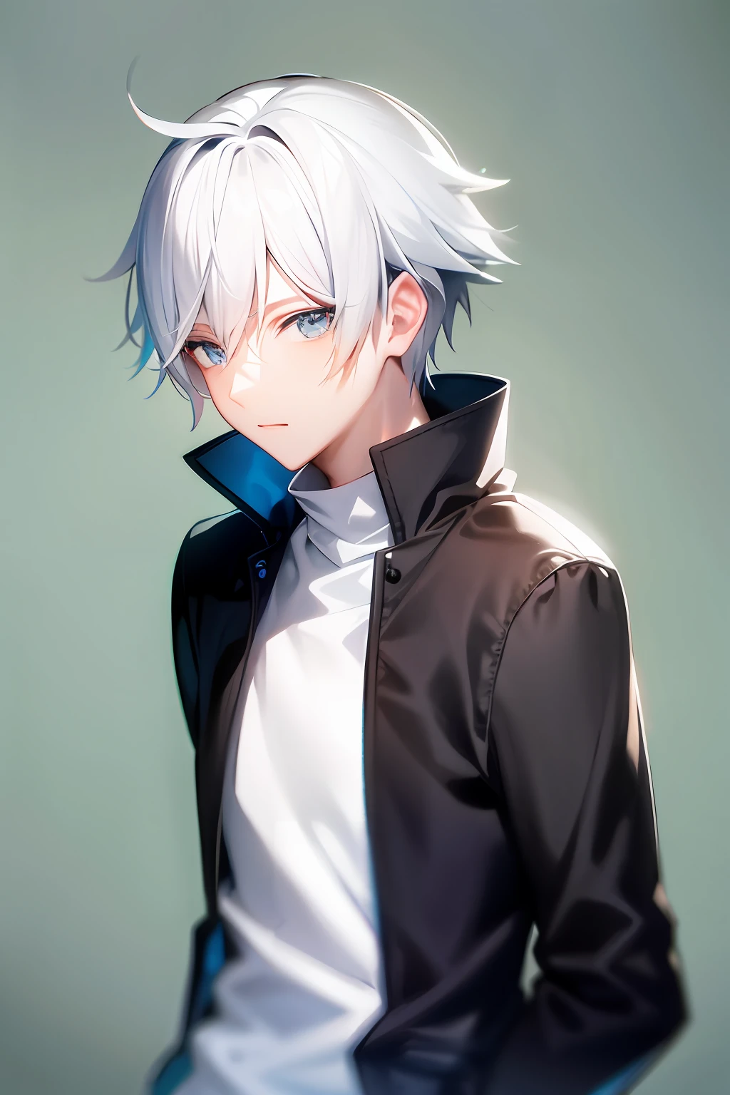 Симпатичный главный герой аниме с белыми волосами