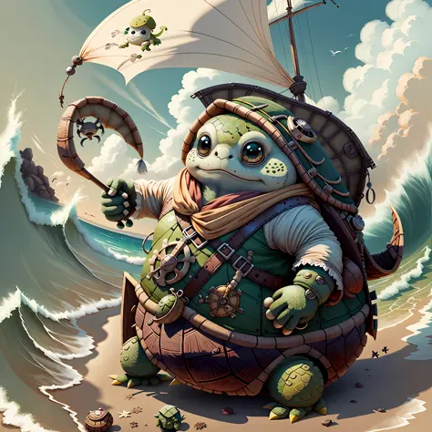 Turtle anthropomorphic form , pirate turtle