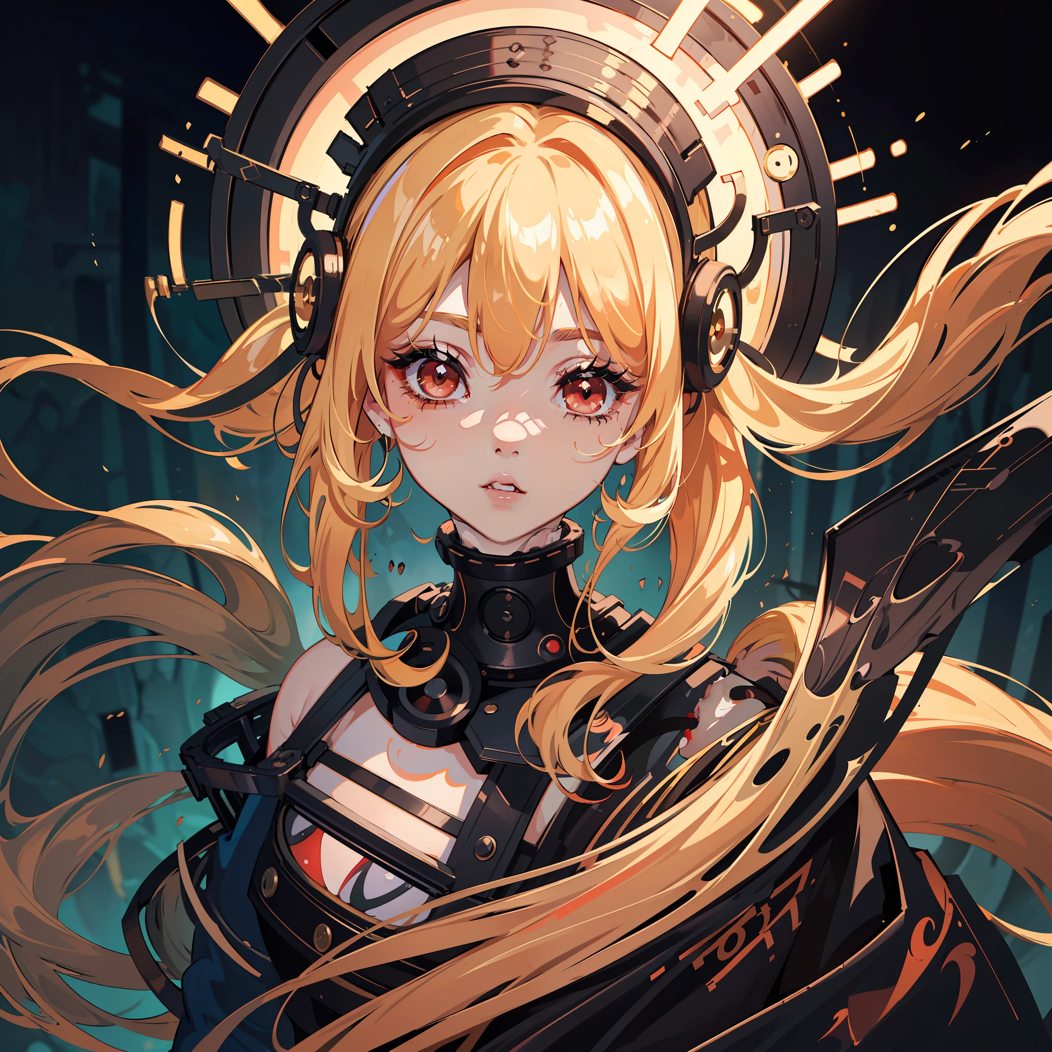 (8k, 4k, best quality, highres, ultra high res:1.1), (masterpiece, realistic, photo-realistic:1.1), 1girl,  face, close-up, twintails, blonde hair, black eyes, red lips,  (looking at viewer:2), absurdly long hair, long eyelashes, eyeshadow,  small face, big eyes,
bare shoulders,
high contrast,