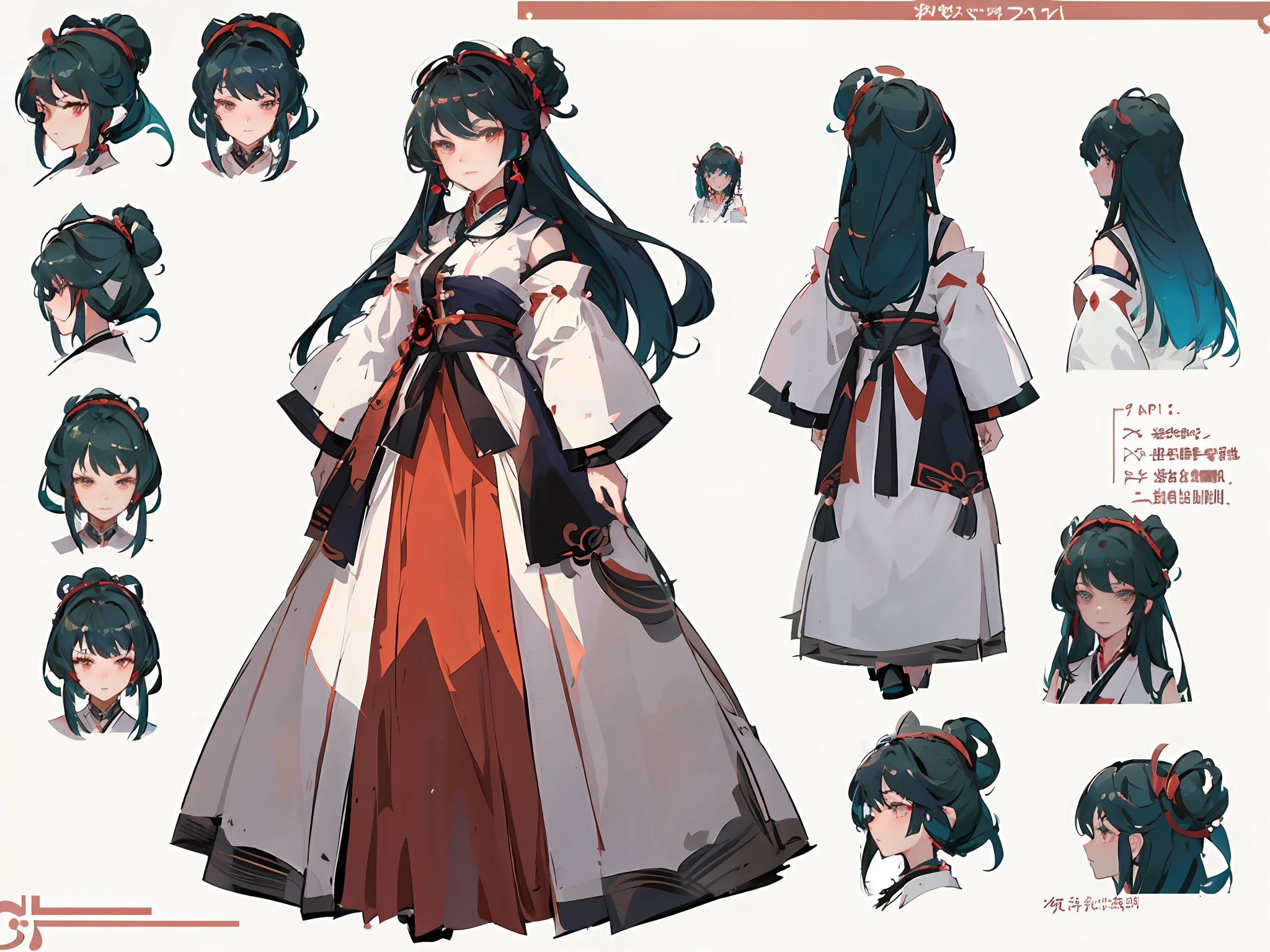 a close up of a person in a dress with different hairs, onmyoji detailed art, cushart krenz, anime character design, onmyoji, anime concept art, cushart kenz, pretty anime character design, anime character reference sheet, [ character design ], ayaka genshin impact, cushart krenz key art feminine, cushart