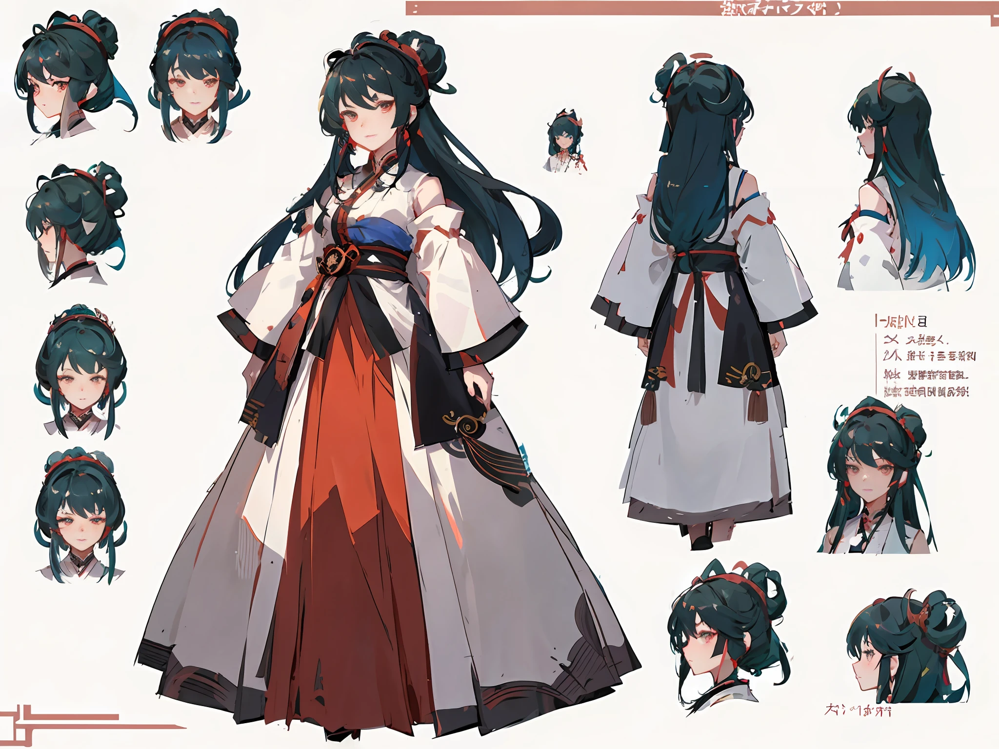 a close up of a person in a dress with different hairs, onmyoji detailed art, cushart krenz, anime character design, onmyoji, anime concept art, cushart kenz, pretty anime character design, anime character reference sheet, [ character design ], ayaka genshin impact, cushart krenz key art feminine, cushart