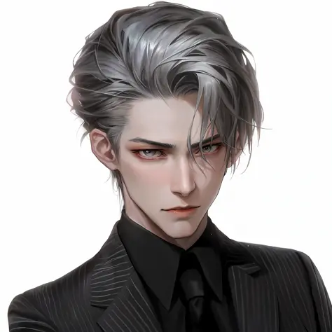 there is a man with a suit and tie posing for a picture, inspired by Yanjun Cheng, he has dark grey hairs, sakimichan frank franzzeta, anime portrait of a handsome man, by Yang J, cai xukun, handsome guy in demon slayer art, by Ni Tian, yanjun chengt, beau...