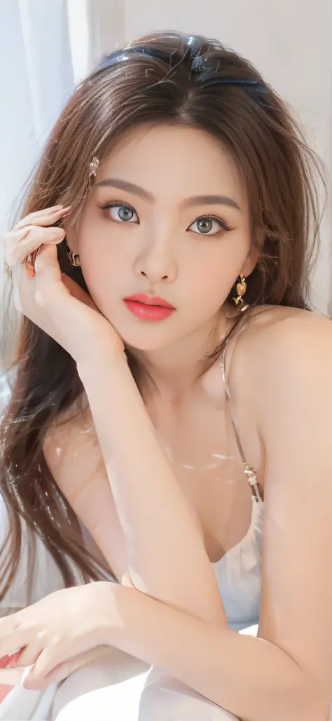 ((gorgeous, romantic), emphasis on araffe asian woman with long hair and earrings, gorgeous korean woman), young and cute, korea...