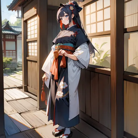 1 girl, medieval Japan, summer