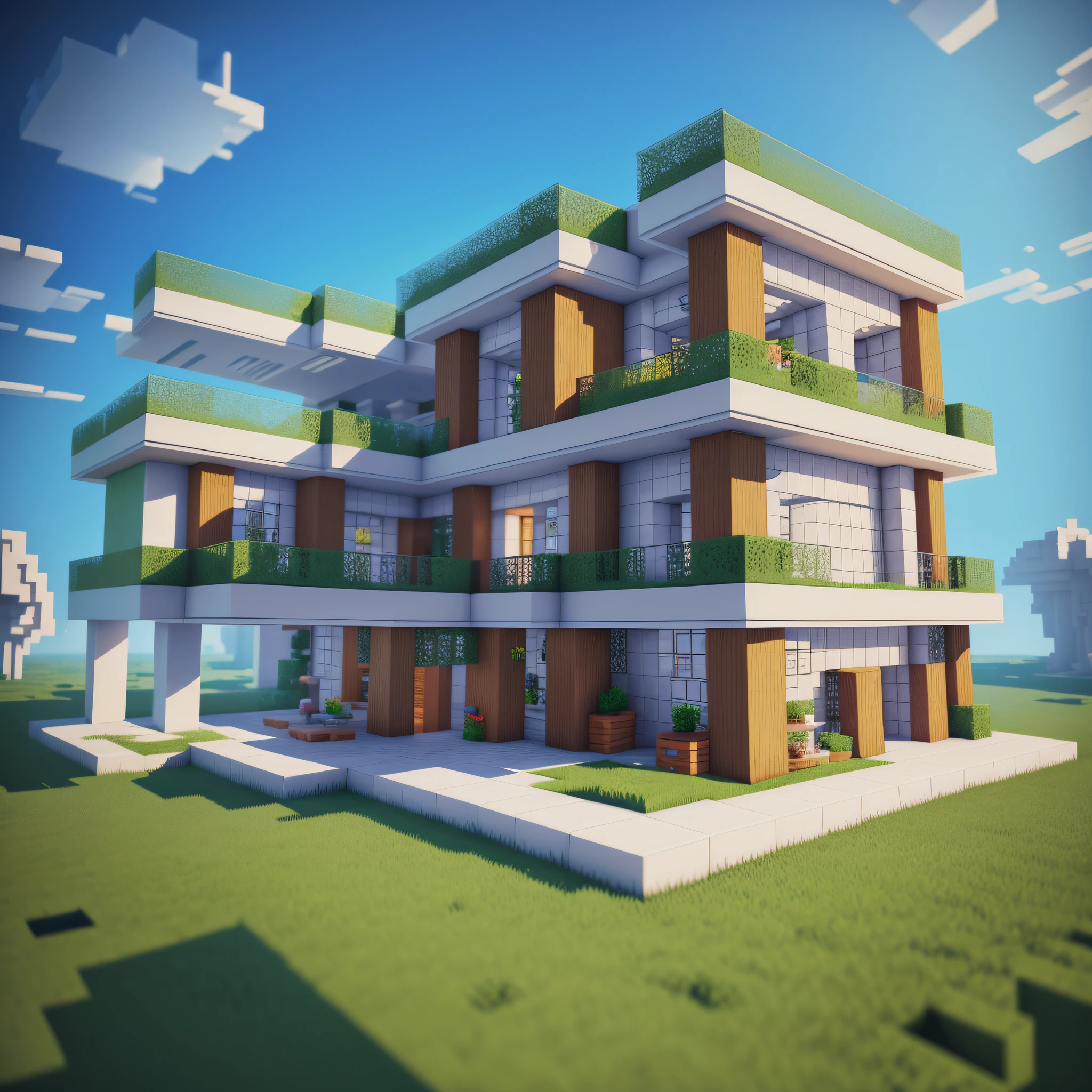 Construisez une image Minecraft avec une maison futuriste --auto --s2