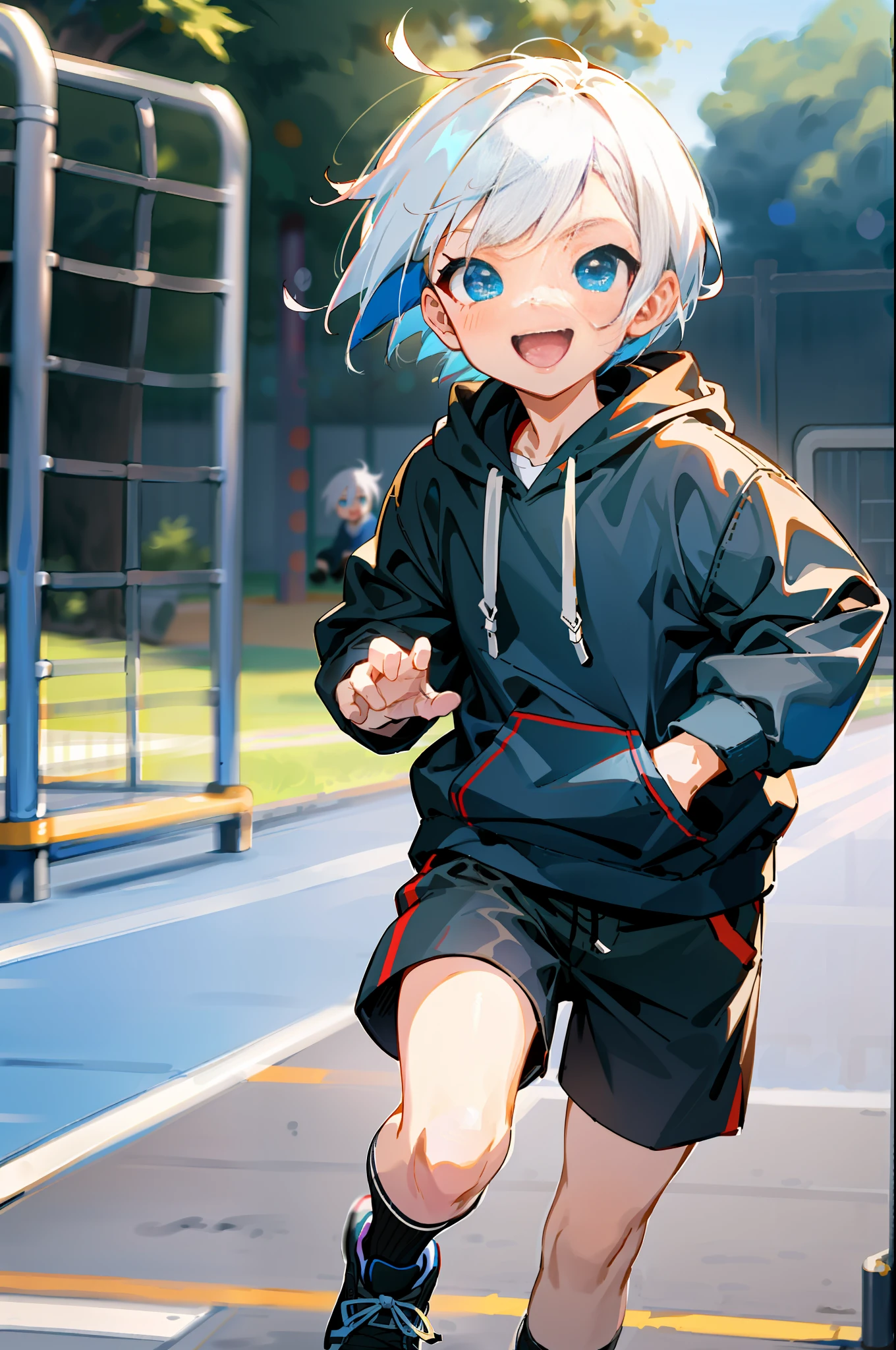 Anime boy running on a tennis court with a racket - SeaArt AI