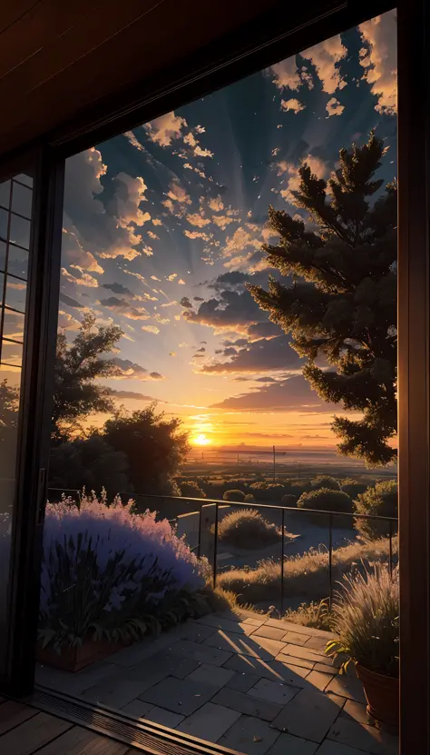 highres, imagination, (realistic), clear skies, composition, sunset, (hdr:1.5), outdoors, intricate details,