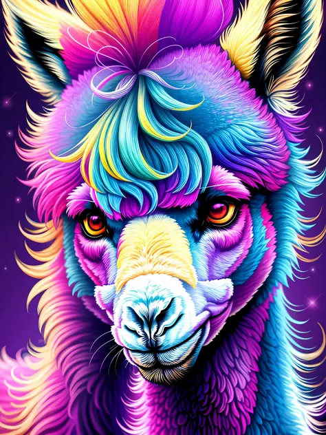 Vivid Color Llama, 4K Detailed Digital Art, AMOLED Wallpaper, Highly Detailed 4K Digital Art, Beautiful 4K UHD Art, High Detaile...