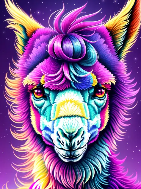 Vivid Color Llama, 4K Detailed Digital Art, AMOLED Wallpaper, Highly Detailed 4K Digital Art, Beautiful 4K UHD Art, High Detaile...