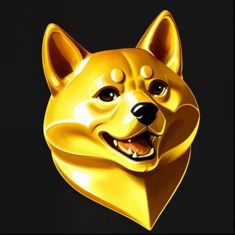 logo of a doge ,   centered ,symetric,detailed bad angry looking eyes ,   3d icon
