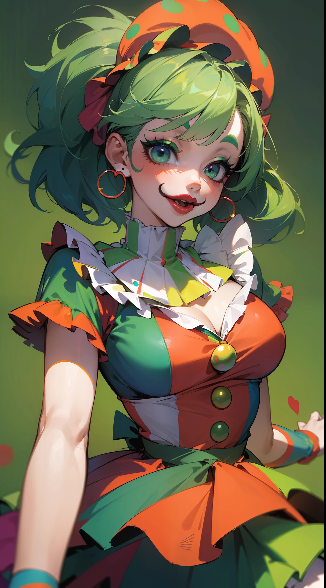 A close up of a woman in a costume with a green hair - SeaArt AI