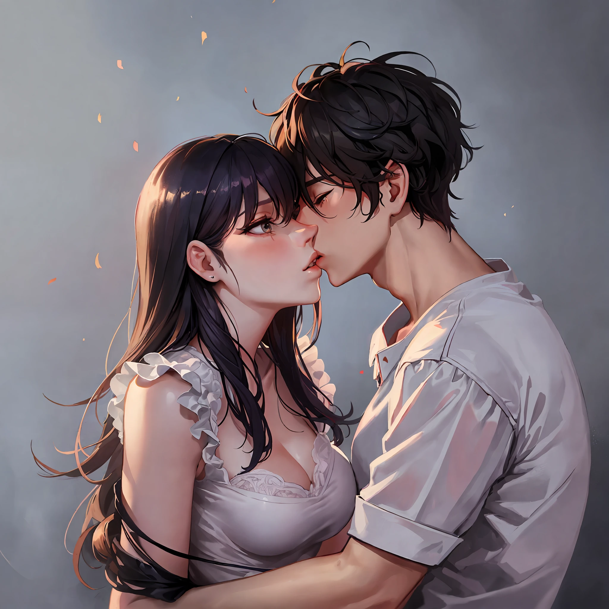 Anime couple kissing in the dark - SeaArt AI