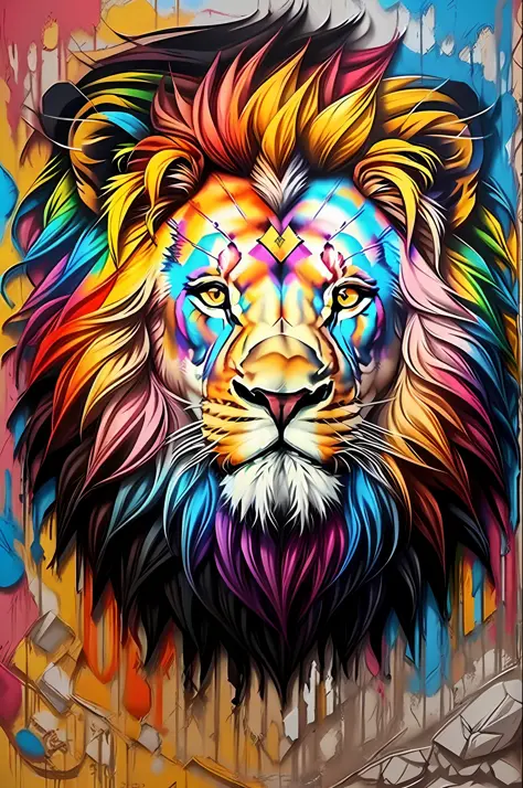 (lion), Eduardo Kobra padding ,wall PORTRAIT geometric multidimensional, art, chibi,
yang08k, beautiful, colorful,
masterpieces,...