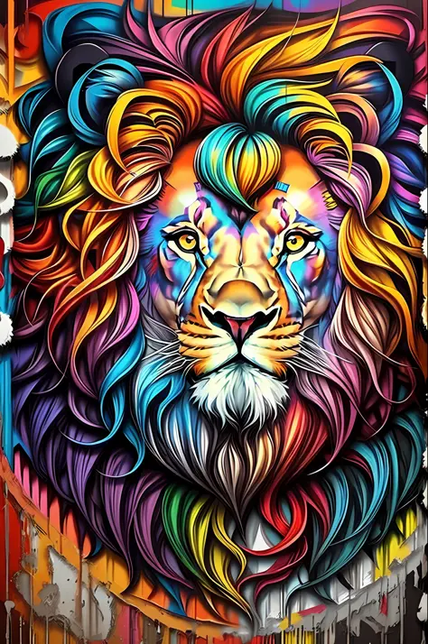 (lion mane), Eduardo Kobra padding ,wall PORTRAIT geometric multidimensional, art, chibi,
yang08k, beautiful, colorful,
masterpi...