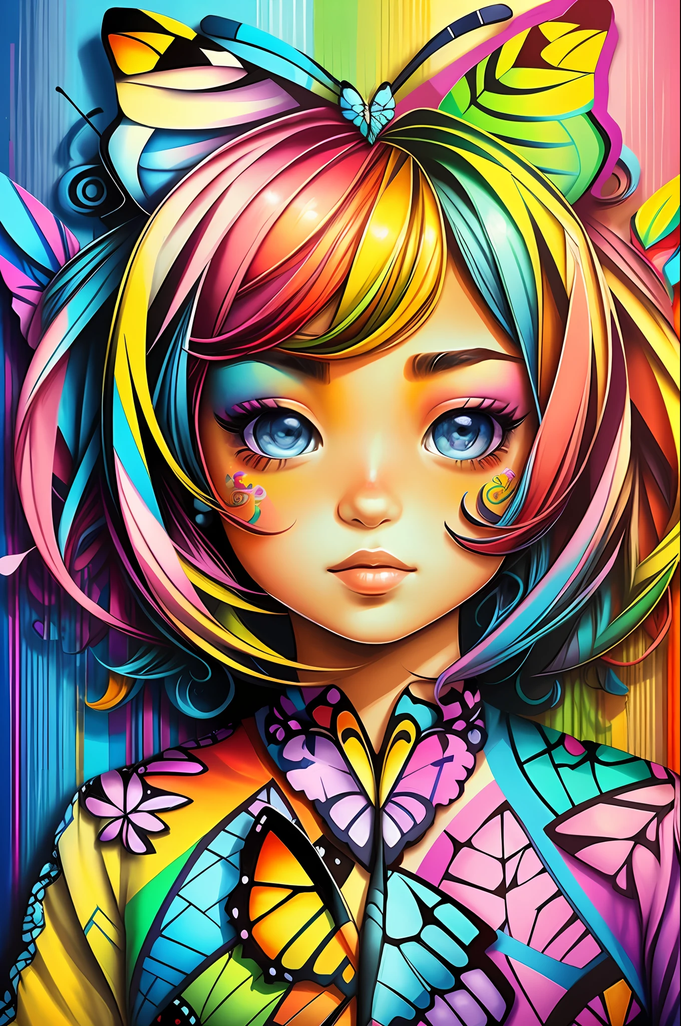 (Butterfly), Eduardo Kobra padding ,wall PORTRAIT geometric multidimensional, art, chibi,
yang08k, beautiful, colorful,
masterpieces, top quality, best quality, official art, beautiful and aesthetic,