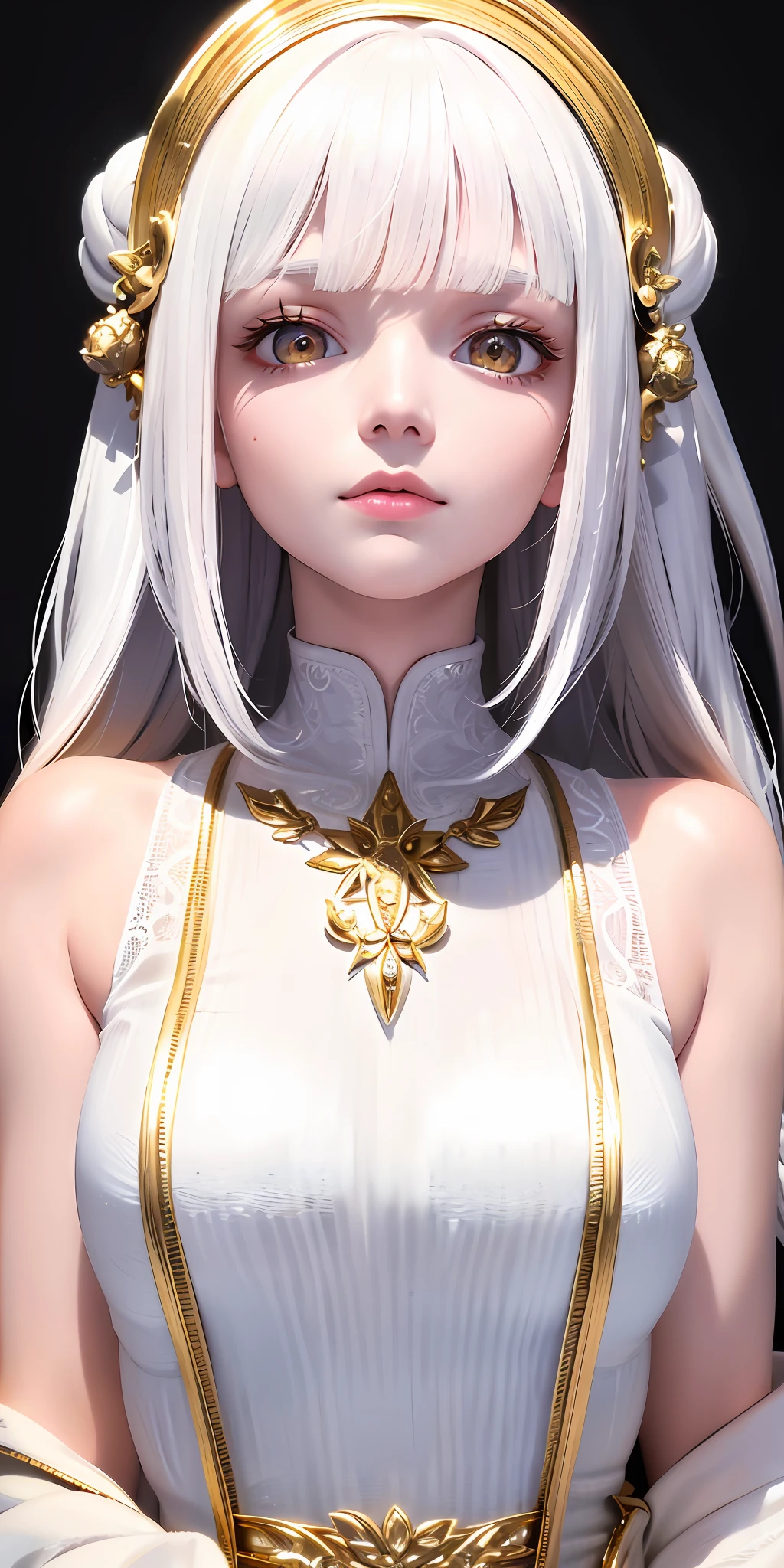 best quality, masterpiece,white hair, gold eyes,white clothes - SeaArt AI