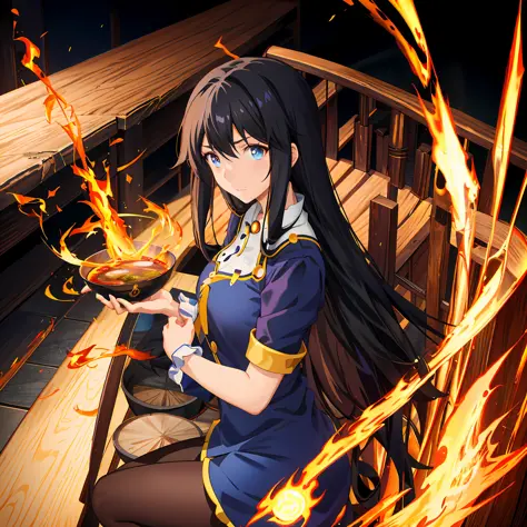 anime girl with long black hair holding a bowl of food, konosuba anime style, konosuba, anime moe artstyle, ayaka genshin impact...