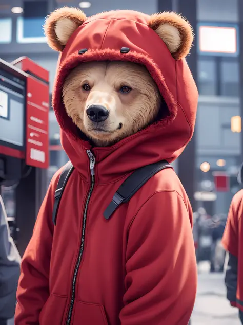 cute bear clothes,red,center of screen,8k,ultra quality, extreme realism. --auto --s2