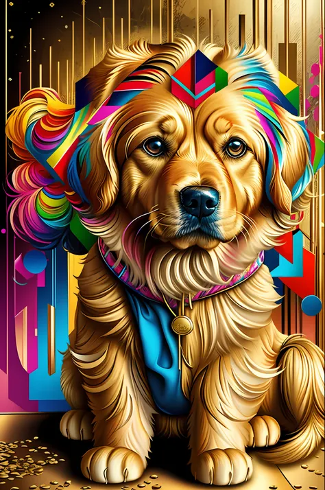 (Dog Golden Retriever),(happy)),(2ear)), Eduardo Kobra padding ,wall ...