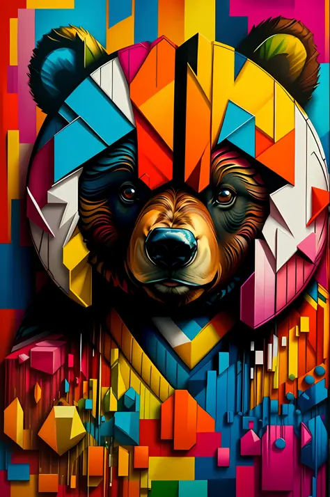(bear), Eduardo Kobra padding ,wall PORTRAIT geometric multidimensional, art, chibi,
yang08k, beautiful, colorful,
masterpieces,...