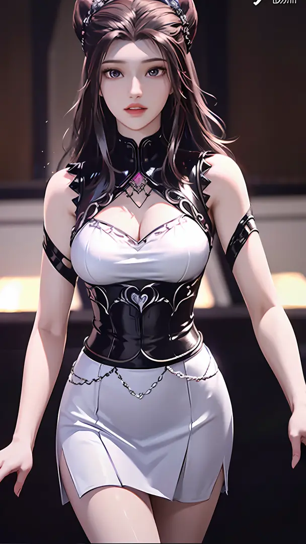 ((Dark Light, Top Quality, 8K, Masterpiece: 1.3)), (Focus: 1.2), (In Chinese, Casual Theme, Indoor: 1.5), (Beauty & Slim Abs: 1.4), ((Layered Hairstyle)), (White Shirt: 1.6), (White Lace Short Skirt: 1.3), Highly Detailed Face and Skin Texture, Whitening S...