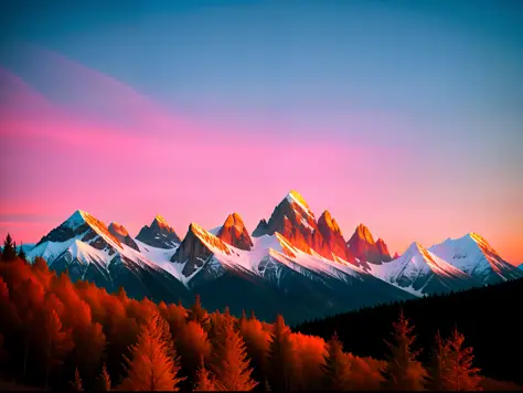 a close-up of the mountains at dusk