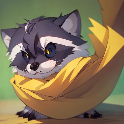 raccoon, yellow