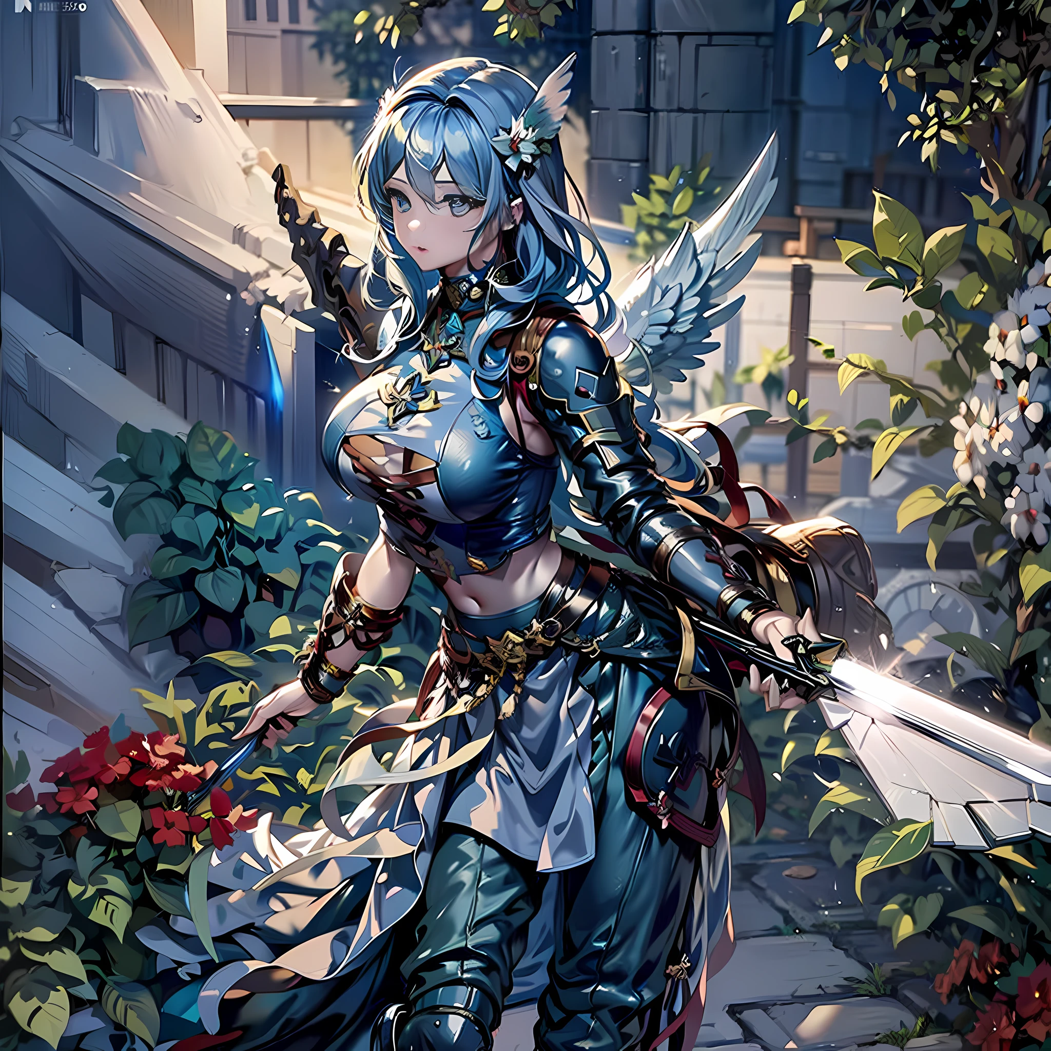 a close up of a woman with a sword and a flower, 2. 5 d cgi anime fantasy artwork, high detailed official artwork, angel knight girl, mechanized valkyrie girl, anime fantasy artwork, detailed digital 2d fantasy art, epic fantasy art style hd, highly detailed exquisite fanart, epic exquisite character art, detailed fantasy art, armor girl