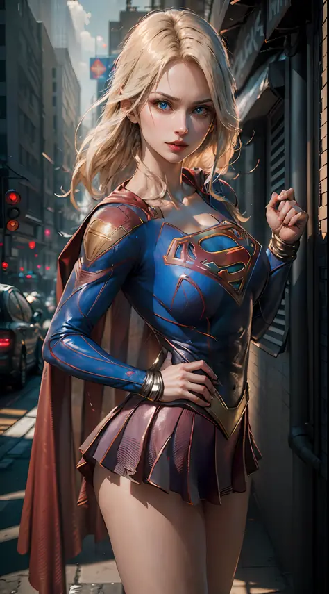 ((Best Supergirl Quality)), ((masterpiece)), (detailed: 1.4), 3D, an image of a beautiful blonde woman with cyberpunk blue eyes,...