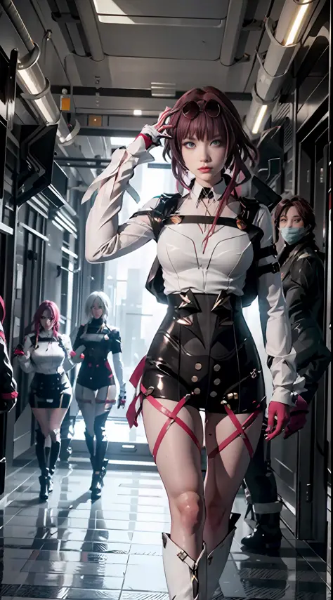 Unreal Engine 5 Realistic Rendering, wearing cosplay Kafka from Honkai Star Rail, Honkai Star Rail, game character, cosplayer, w...