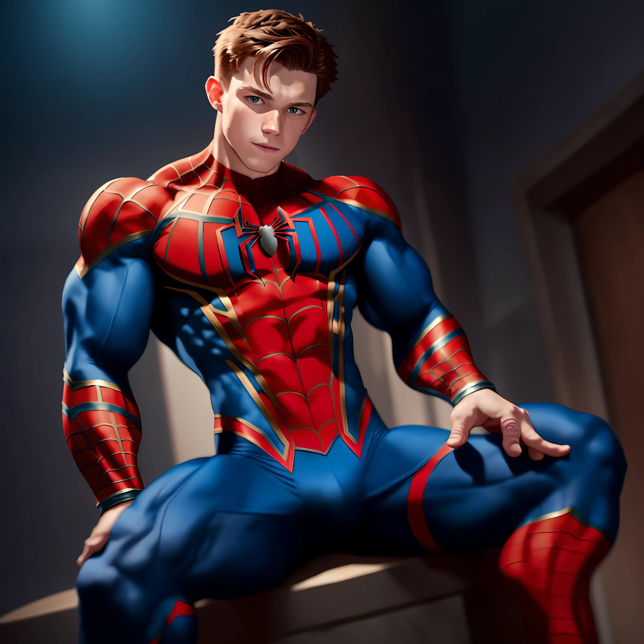 A close up of a man in a spider - man suit posing for a picture - SeaArt AI