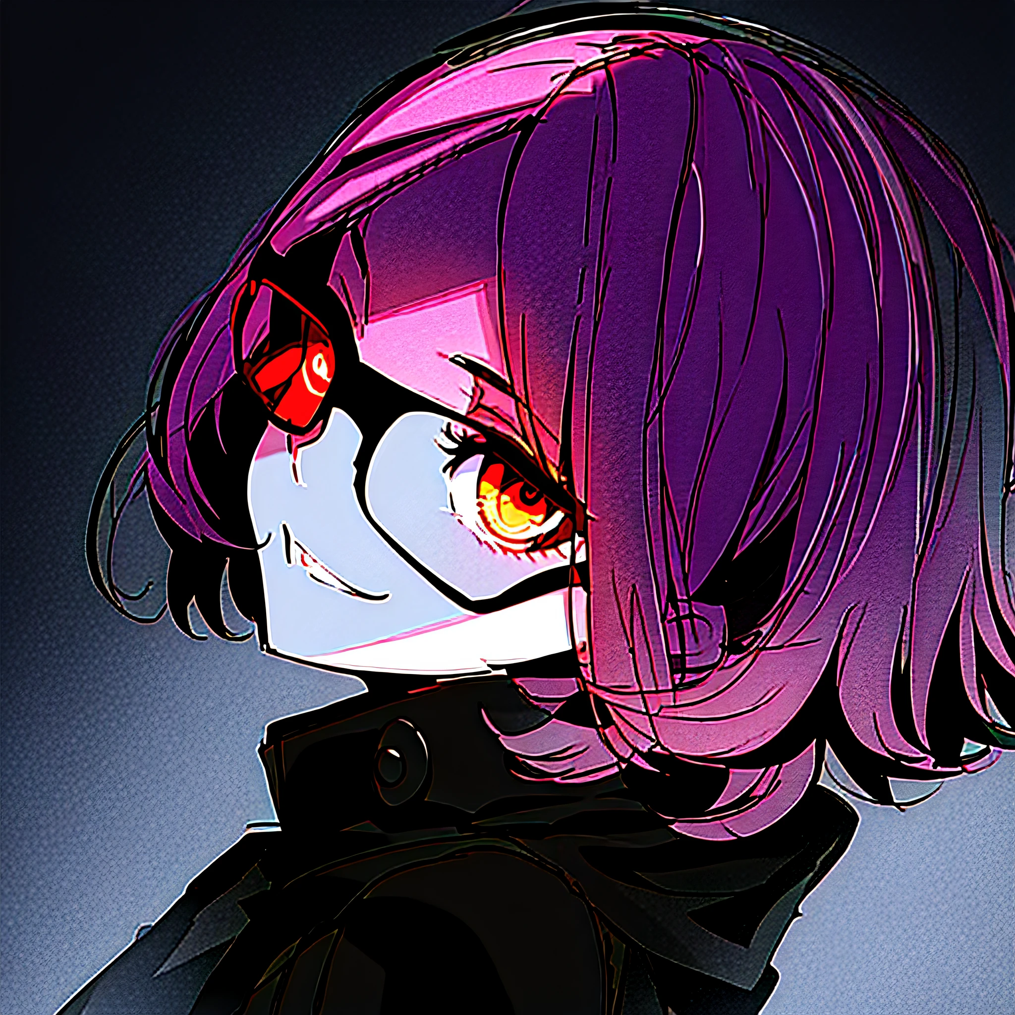 anime girl with glasses and a black jacket on, persona art style, female protagonist 👀 :8, persona 5 art style, hq artwork, hints of yayoi kasuma, yayoi kasuma, persona 5 art style wlop, trigger anime artstyle, kentaro miura art style, zerochan art, portrait n - 9, zerochan