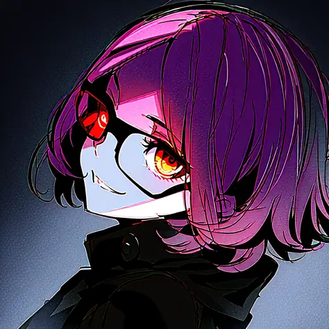 anime girl with glasses and a black jacket on, persona art style, female protagonist 👀 :8, persona 5 art style, hq artwork, hint...