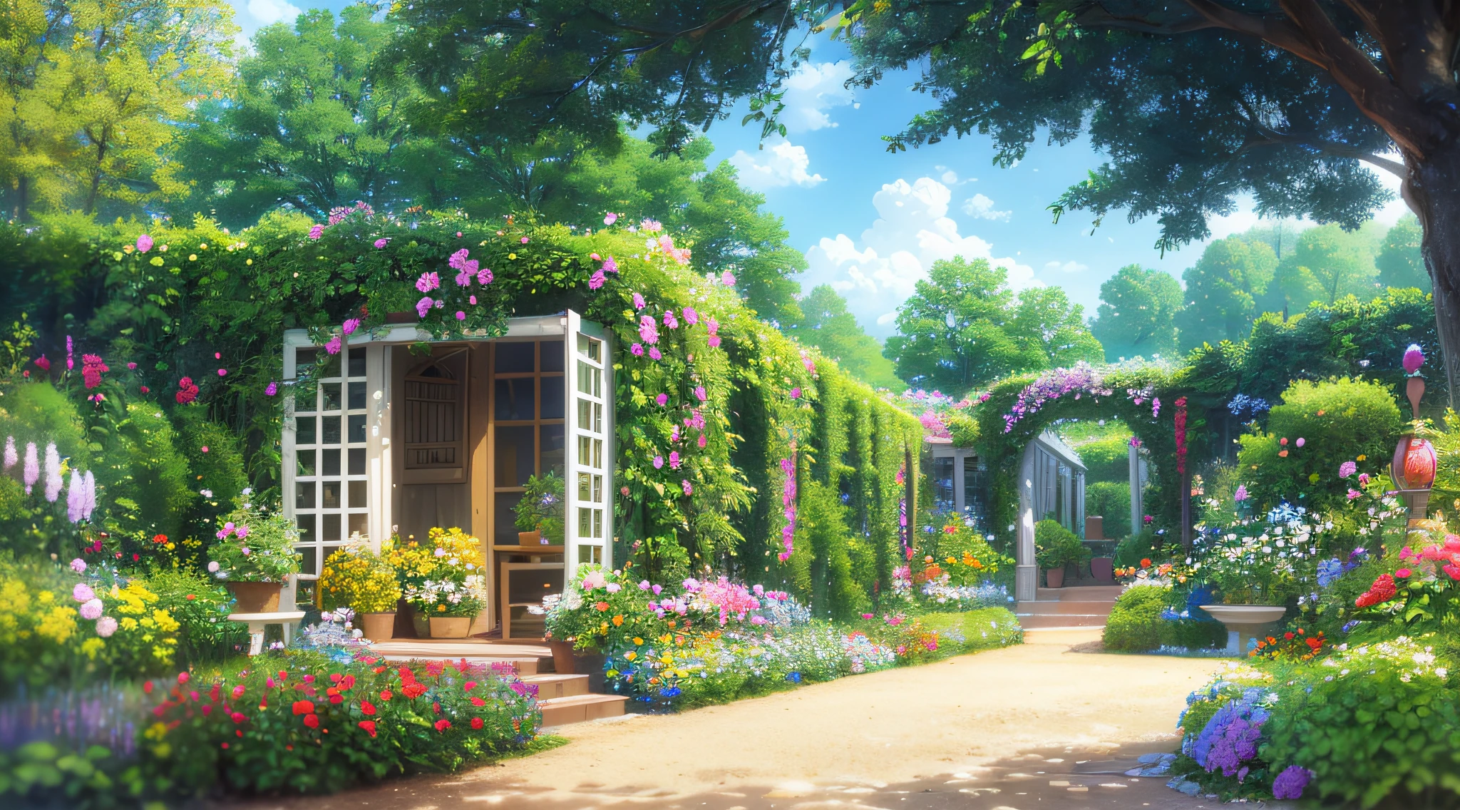 extremely detailed CG 8k wallpaper, beautiful garden, glibi studio ...