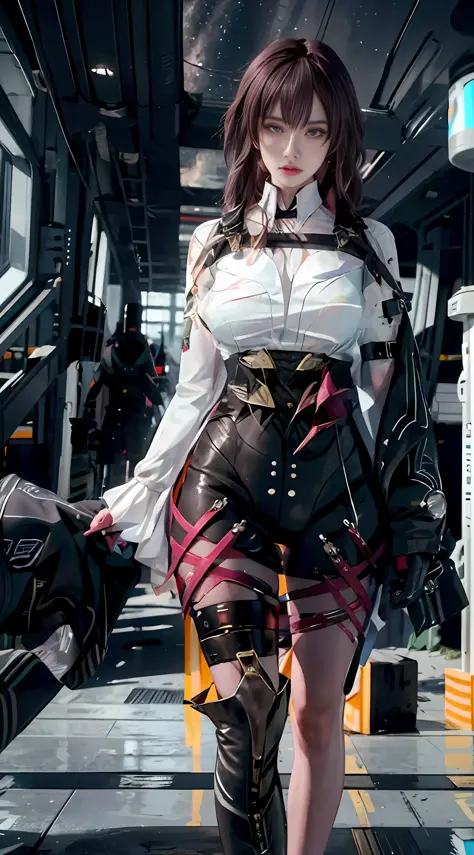 Unreal Engine 5 Realistic Rendering, wearing cosplay Kafka from Honkai Star Rail, Honkai Star Rail, game character, cosplayer, w...