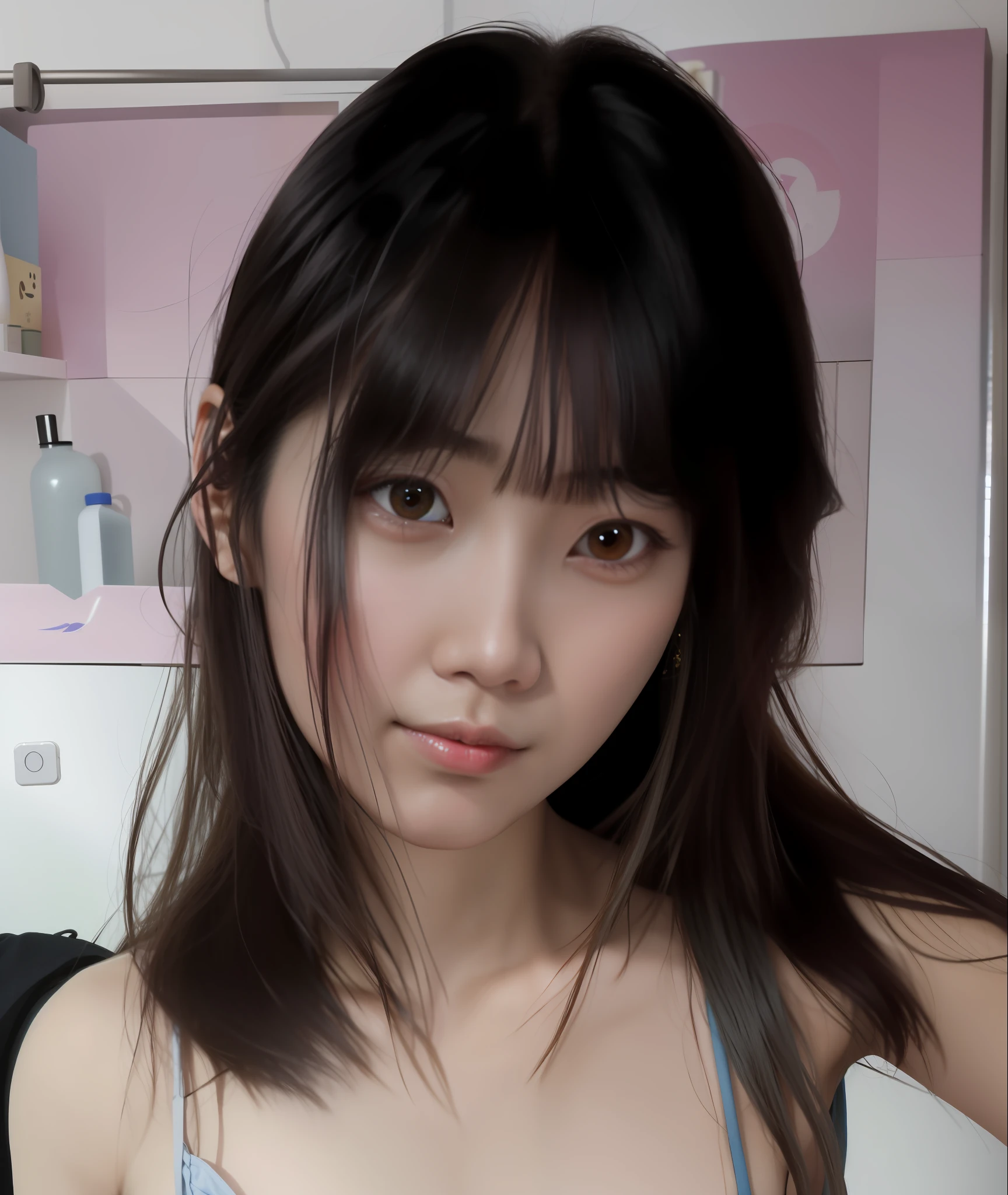 there is a woman with long hair posing for a picture, wenfei ye, 8k selfie photograph, girl cute-fine-face, xintong chen, 奈良美智, jaeyeon nam, anime girl in real life, chiho, young cute wan asian face, qifeng lin, chengyou liu, xision wu