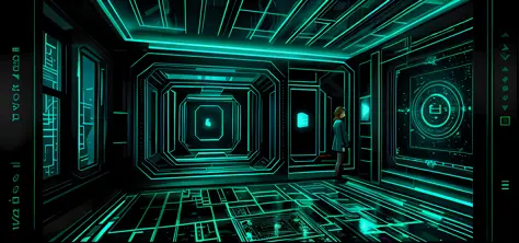 Square indoor space, secret room, immersive indoor horror theme, escape room, holography, projection, LED, maze, digital immersi...