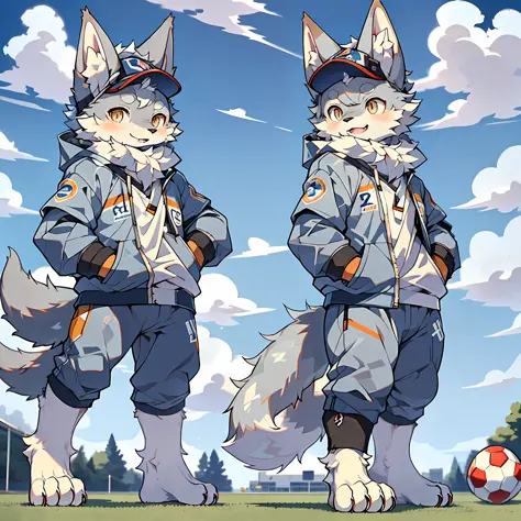 (Best Quality), (Masterpiece), ((Solitary)), (Ultra Detailed), (Furry), Full Body Furry, Furry, (Male Arctic Fox: 1.5), (Gray Sk...