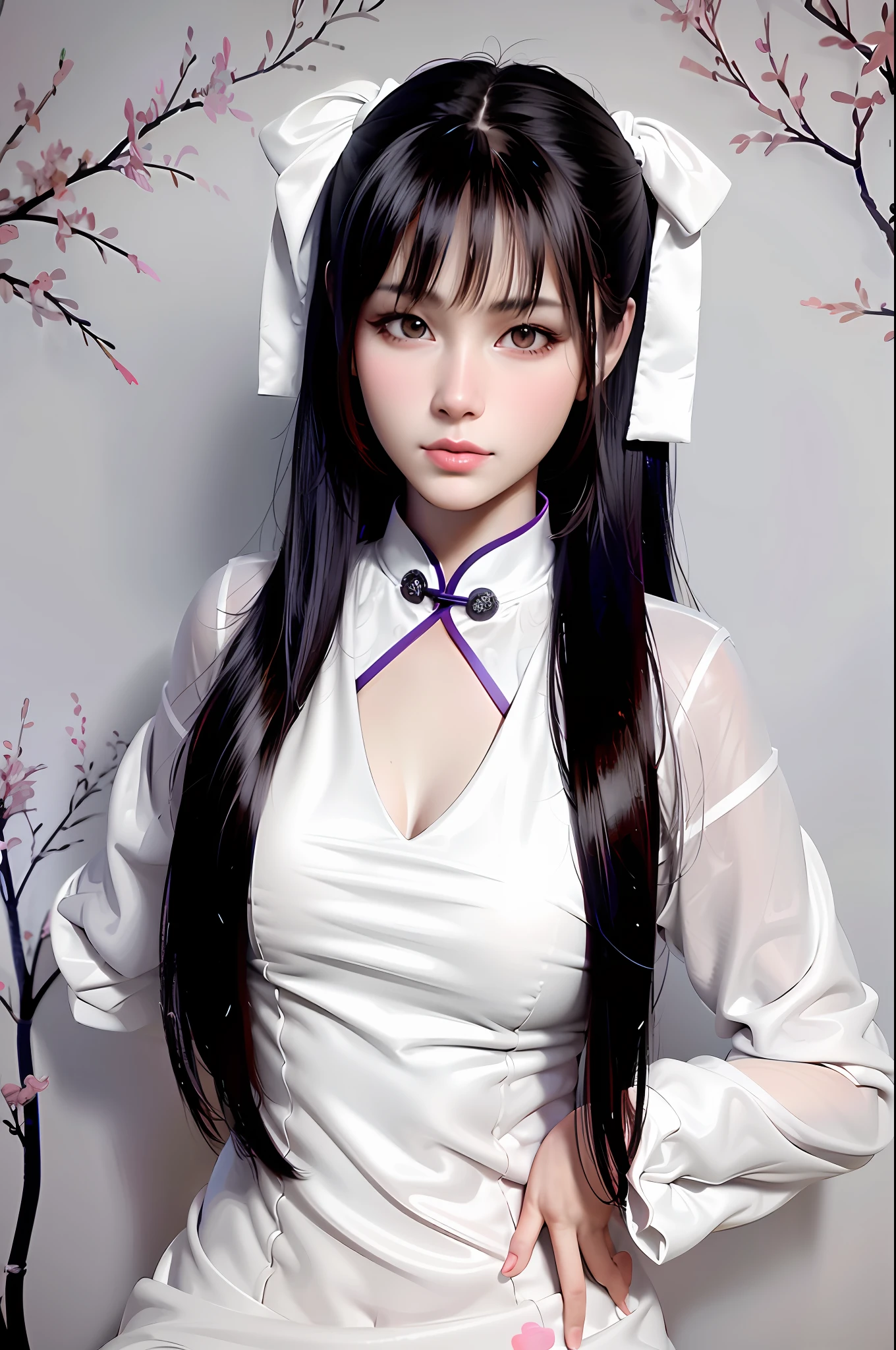 Arafed Femme asiatique en robe blanche posant pour une photo, Cosplay de fille d&#39;anime, fille animée dans la vraie vie, cosplay animé, oeuvre d&#39;art dans le style de guweiz, style anime 3D réaliste, realistic jeune fille animée, Chinoise, coiffure coupe hime blanche, Anime 3D réaliste, jolie fille anime, animé hyper réaliste, guweiz, jeune fille animée