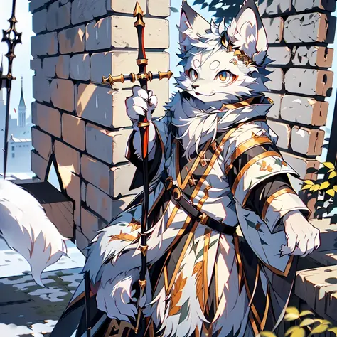 (best quality), (masterpiece), ((single 1.5)), (ultra detailed), (furry), full body furry, furry, (male arctic fox: 1.5), (grey ...