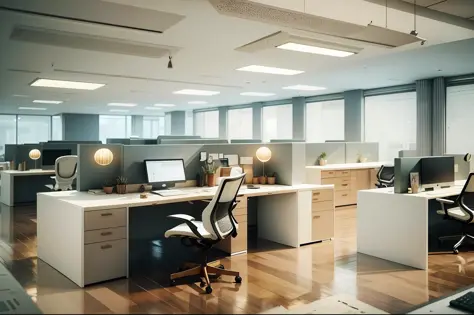 gdmint luxury modern interior design of an open floor office with modern furniture an people woking at their desks --auto --s2