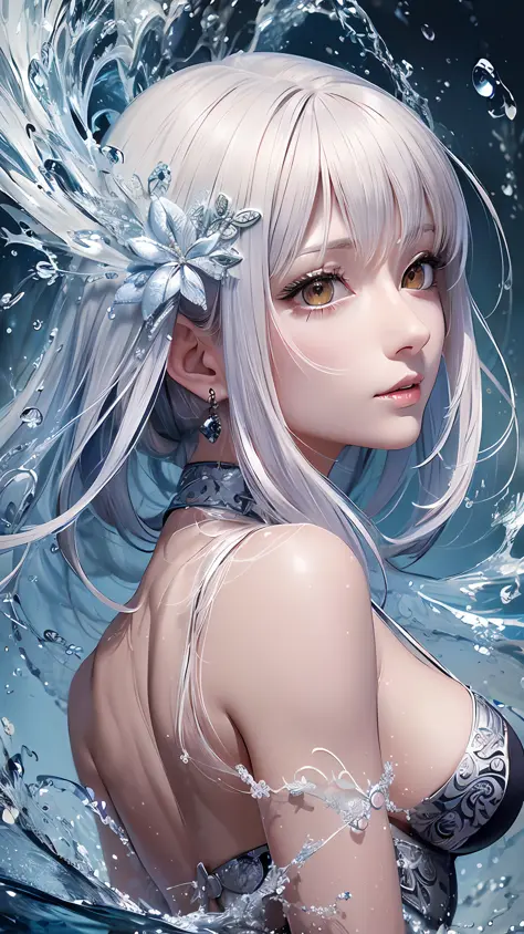 (Masterpiece, best quality, extremely detailed CG, beautiful detailed eyes, super detailed, complex details: 1.2), 8k wallpaper, white hair, realistic, ((1 girl))), water, sunlight, Kamigawa \ (Genshin Impact\), 1 girl --auto --s2