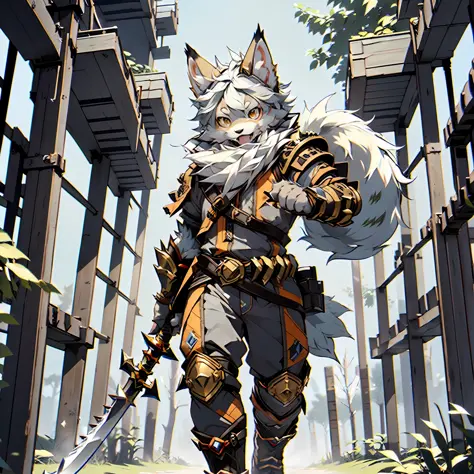 (best quality), (masterpiece), ((single 1.5)), (ultra detailed), (furry), full body furry, furry, (male arctic fox: 1.5), (grey ...