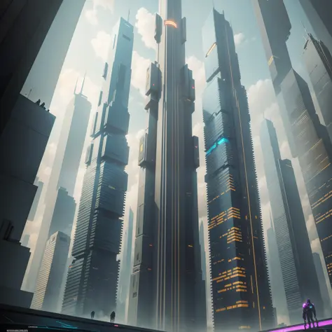 Cyberpunk Skyscrapers Futuristic World Sci-Fi Top Quality Masterpiece