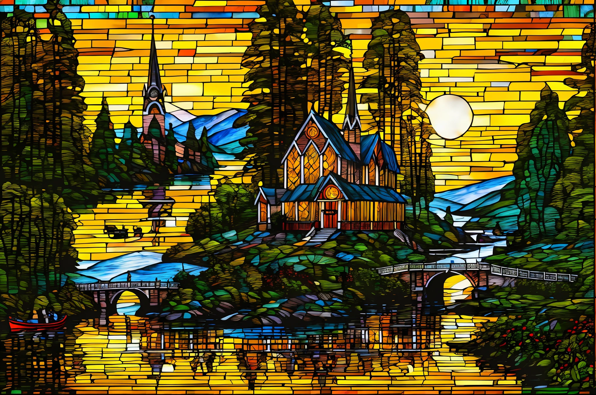 modernartst painting of a wooden church in the forest, very detailed, focused, oil painting, colorful, canvas, artstation, Vsevolod Ivanov
by (phse), High Angle oil painting, (Colonial House:1.2) on a lake, (Log Roof:1.4),Stormy, Dusk,Topiary Garden, alaska
Insanely detailed & intricately designed professional multiscale 4D16K Art Deco Stained Glass Style breathtaking rendition: old quaint chapel golden twilight stained glass stained glass art masterpiece bright light stained glass style dan mumford & albert bierstadt dan mumford & thomas kinkade inspired by Louis Comfort Tiffany stunning masterpiece beautiful art uhd 4k stained glass window: serene country farmyard scene Unreal Engine5.1