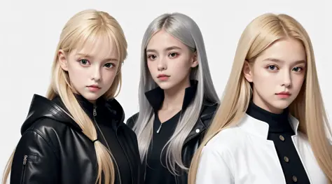 CHILDREN girls 10 years old, BLONDE hair, long hair, SILVER JACKET, masterpiece, best quality, realistic, broad shoulders, small...