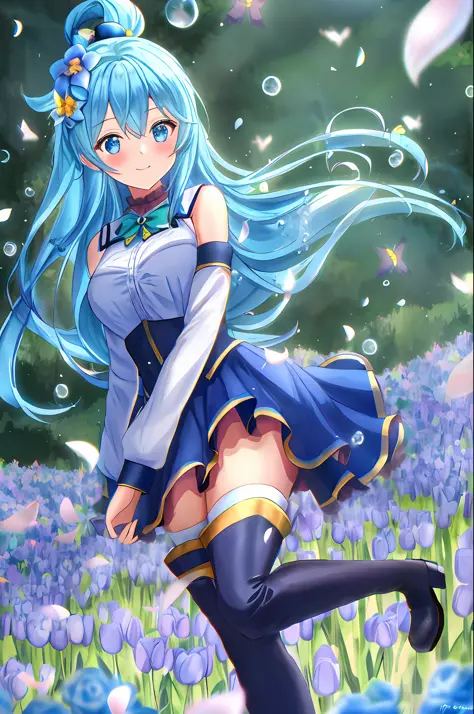 aqua \(konosuba\), style mksks, (very detailed background:1.0), (highly detailed background:1.0), {Masterpiece}, High Quality, 1...