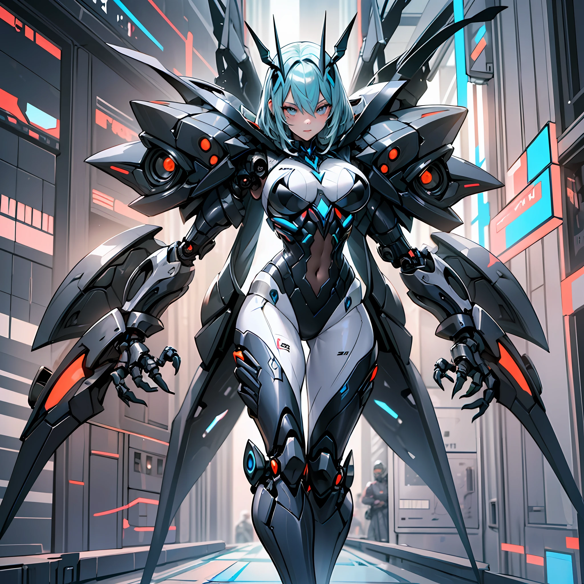 Woman in a costume in the color of Cerambycidae, best anime 4K wallpapers, full body, cyberpunk Cerambycidae, mechanized Valkyrie girl, biomechanical, highly detailed Artgerm based on Cerambycidae, cyborg Cerambycidae, anime style 4K, Cerambycidae